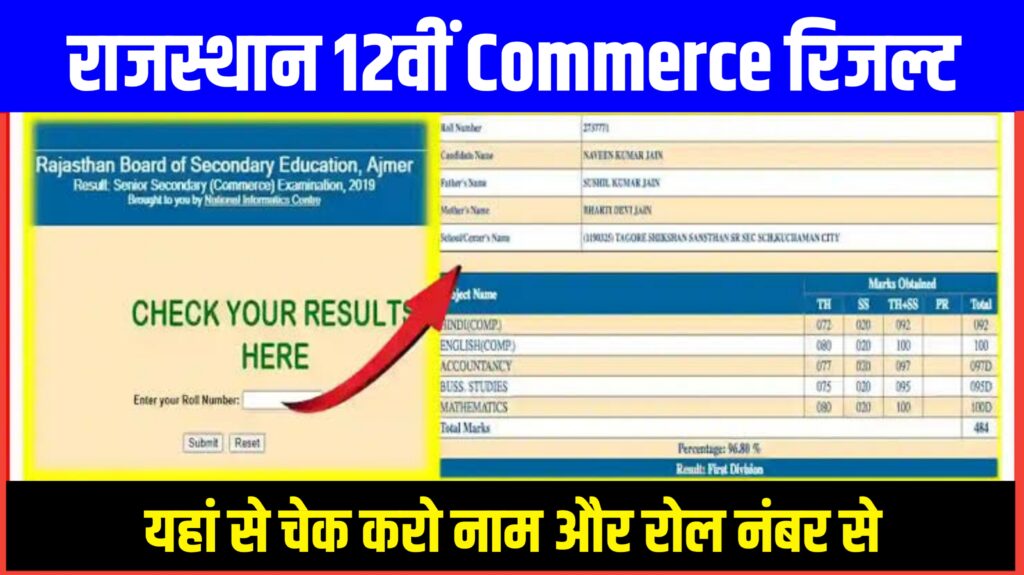 Rajasthan Board 12th Commerce Result