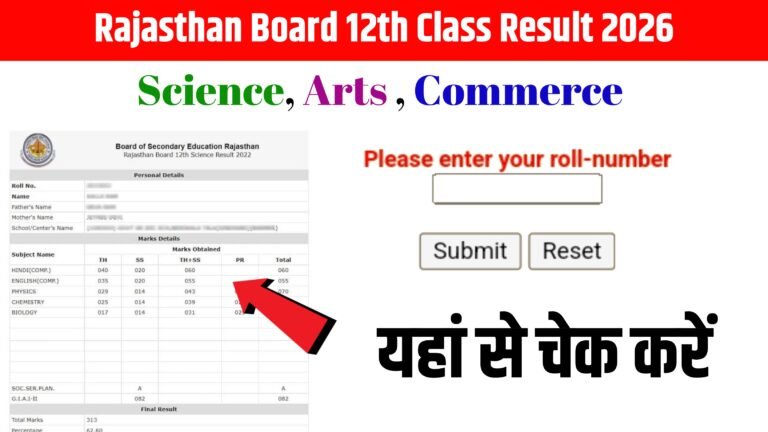 Rajasthan Board 12th Class Result 2026